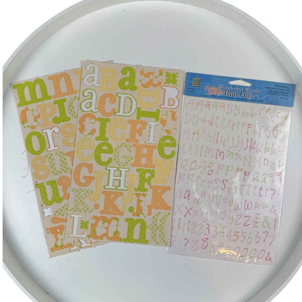 Vintage Deja Views Rub-Ons & Canvas Alphabet Stickers Mixed Lot- FLAW, read